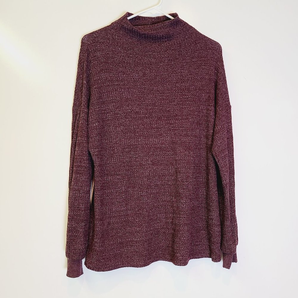 Magaschoni Sweater Shirt Womens Small Mock Neck Long Sleeve Lightweight Burgundy